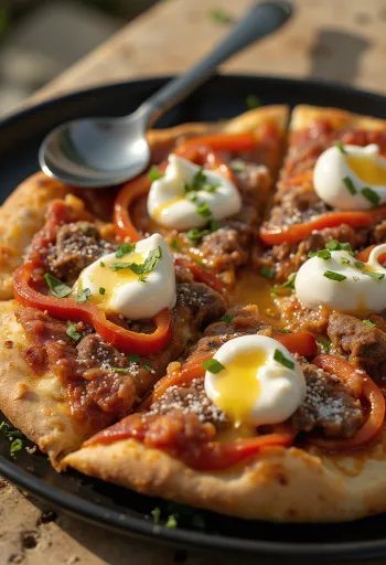 Pizza Iskender servida