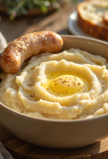 Puré de patata cremoso mezclado con mantequilla y nata
