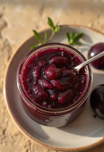 Salsa de ciruela agridulce servida con carnes a la parrilla