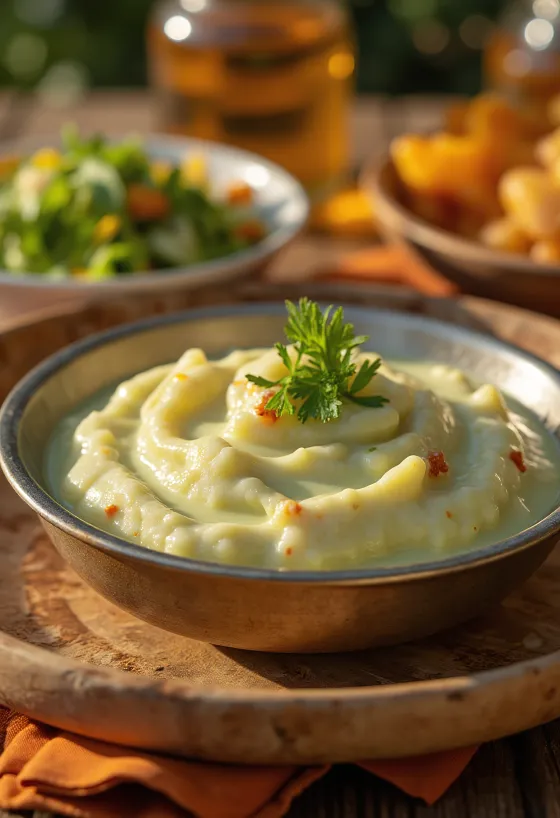 Chutney de menta y yogur servido con verduras a la parrilla