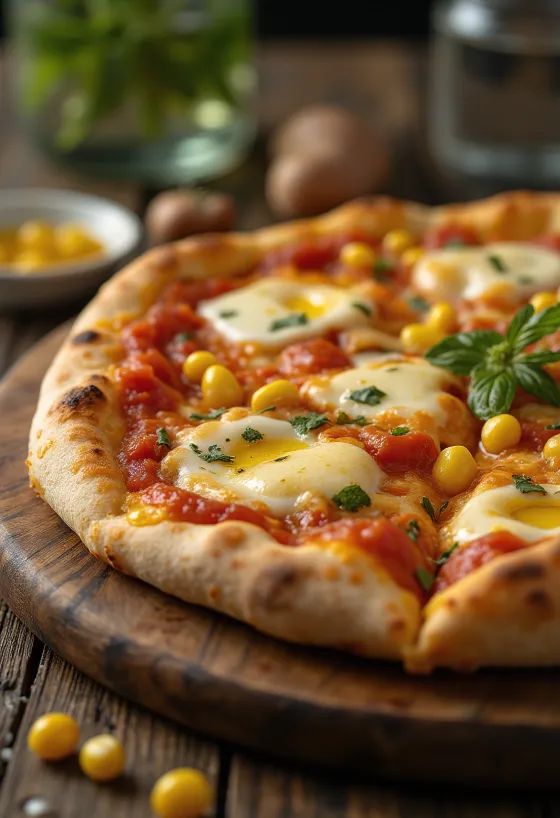 Pizza al Mais con maíz y queso