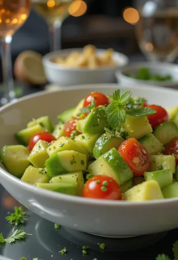 Ensalada de aguacate y lima con verduras frescas