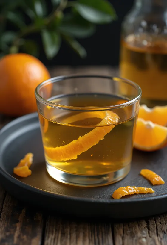 Licor de naranja servido en botella
