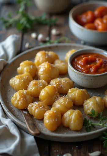 Papas arrugadas con pimientos asados, patatas canarias servidas con salsa ahumada