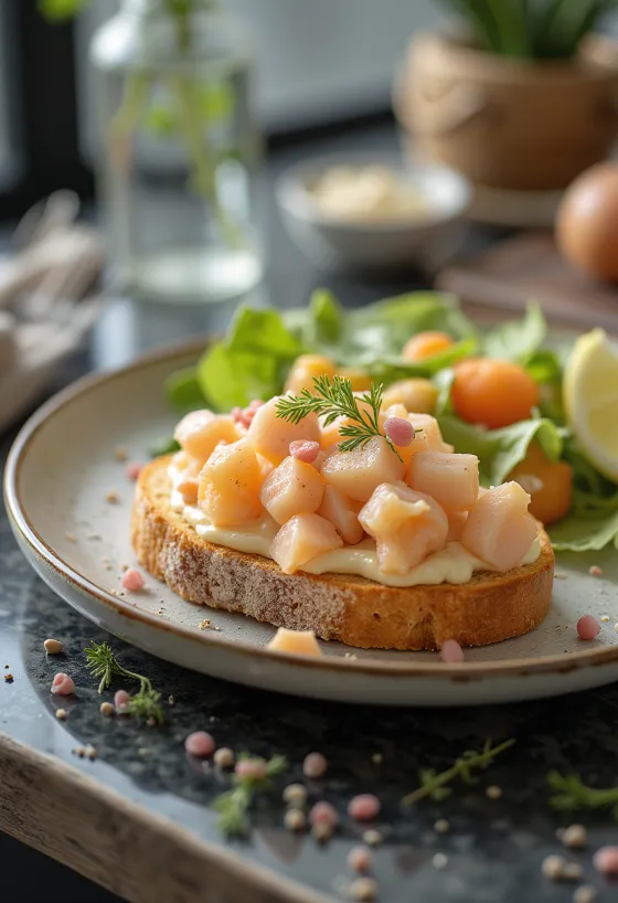 Skagenröra con surimi, ensalada cremosa sueca con eneldo