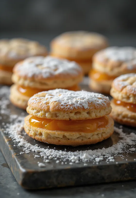 Galletas Linzer de avena y naranja rellenas de mermelada