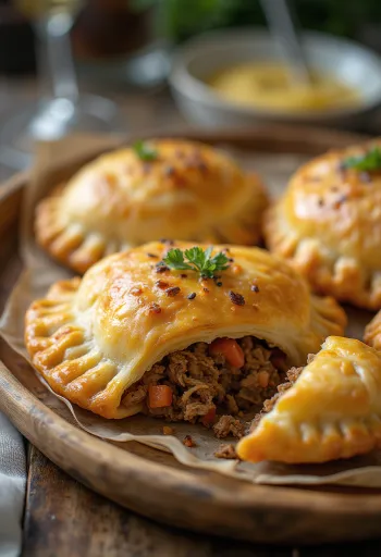Empanada argentina de ragú, masa crujiente y relleno jugoso