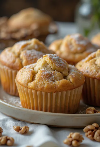 Muffins de nuez y canela servidos