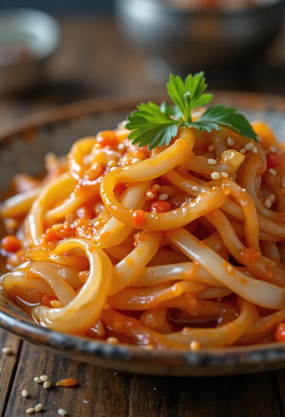 Kimchi clásico, comida fermentada coreana hecha con verduras frescas y pasta picante
