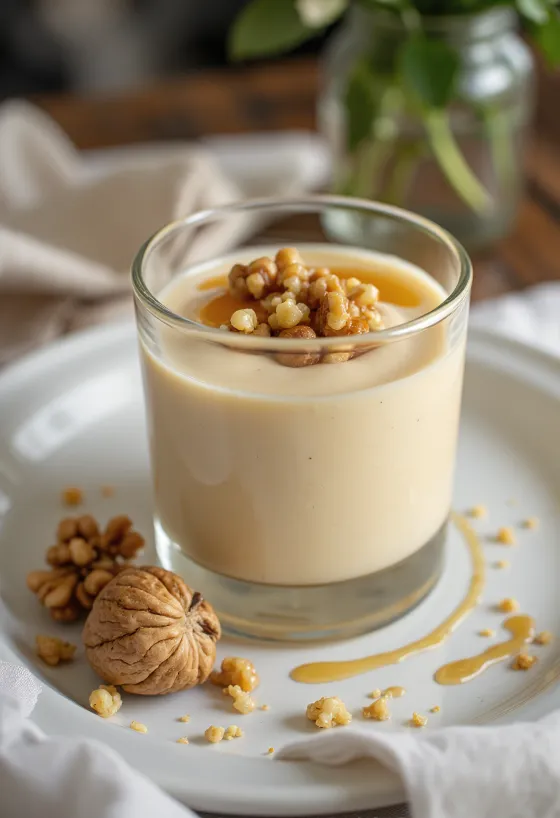 Crema de nueces a la miel servida en vaso
