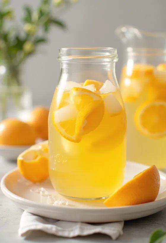 Limonada de naranja servida en vaso