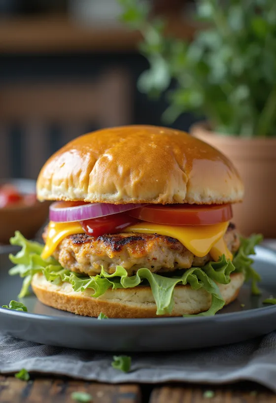Hamburguesa de Pavo servida