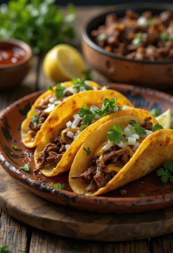 Tacos de Birria de res servidos
