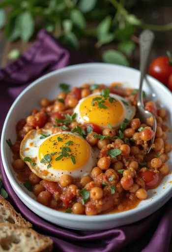 Moussaka vegana de berenjena y garbanzos servida