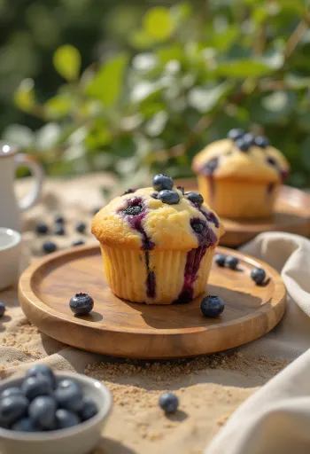 Cupcakes de arándanos servidos