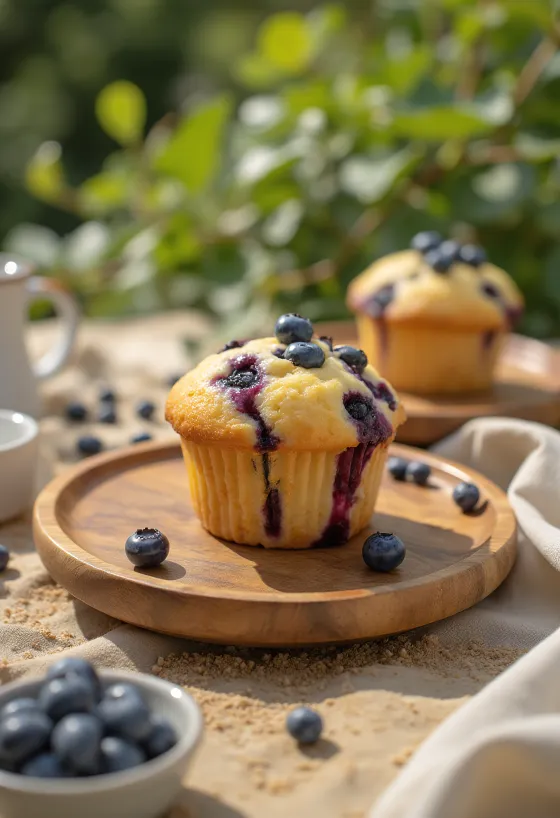 Cupcakes de arándanos servidos