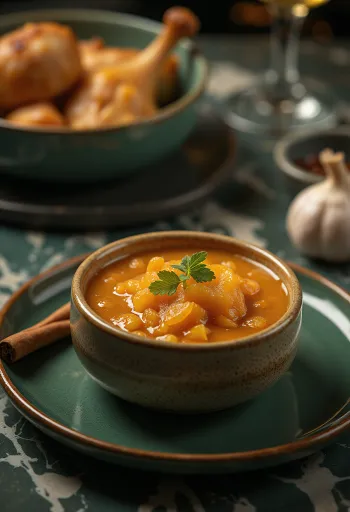 Salsa de naranja al ajo con canela servida