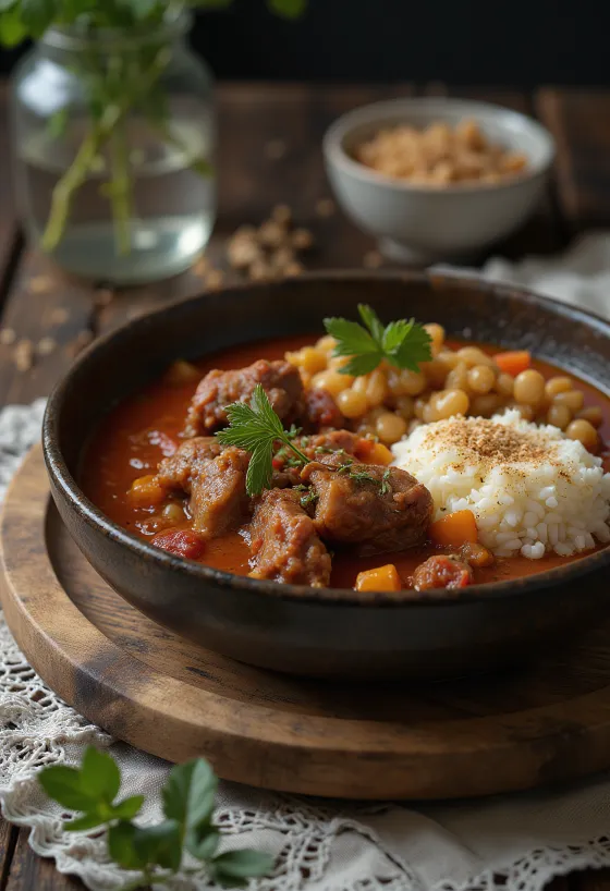 Pörkölt de pichón, preparado a la manera tradicional húngara