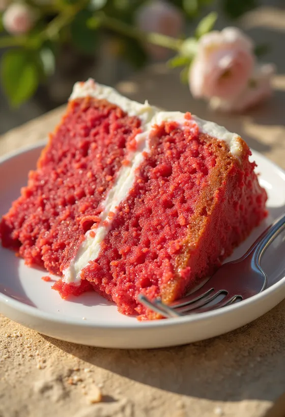 Tarta Red Velvet con capas cremosas