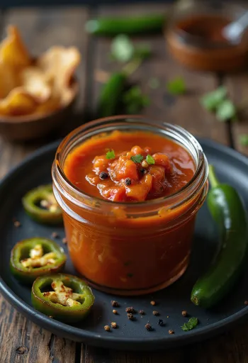 Salsa de chile casera estilo BBQ emplatada