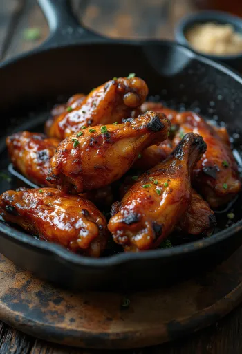 Alas de pavo BBQ servidas