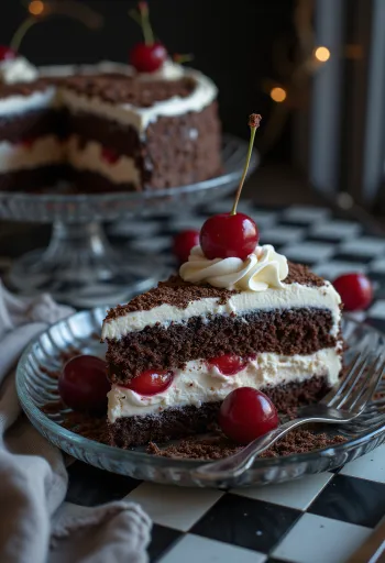 Tarta Selva Negra servida