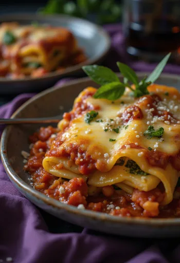 Lasaña de verduras vegana servida