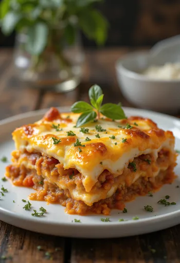 Moussaka clásica con capas de carne y bechamel