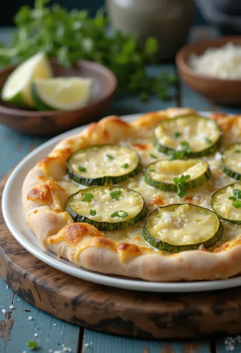 Pizza al Zucchini con calabacín y quesos