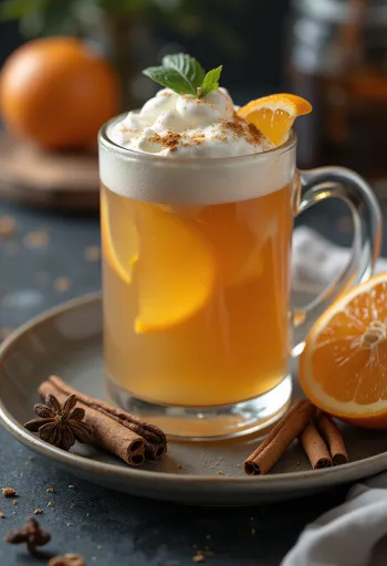 Ponche de sidra servido en vaso