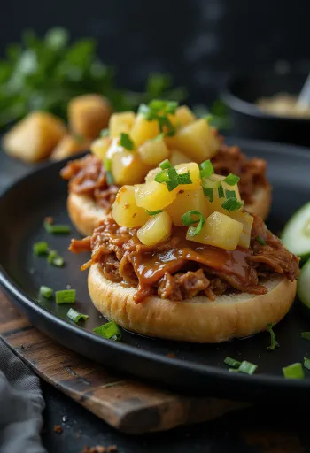 Bao bun de cerdo y piña servido