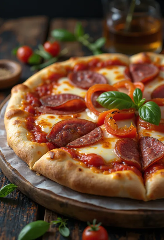 Pizza alla Campagnola con salami y verduras