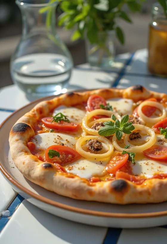 Pizza Pugliese con cebolla roja y anchoas