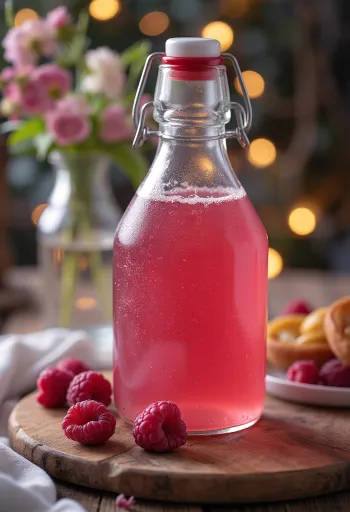Kombucha probiótica de frambuesa silvestre, bebida refrescante y saludable