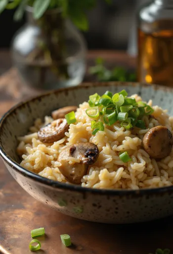 Arroz con bambú servido