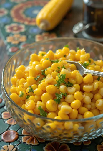Ensalada de maíz fresca con verduras crujientes y aliño cremoso