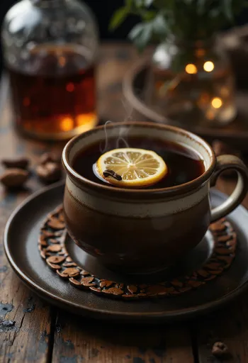 Té con ron servido en vaso de cristal