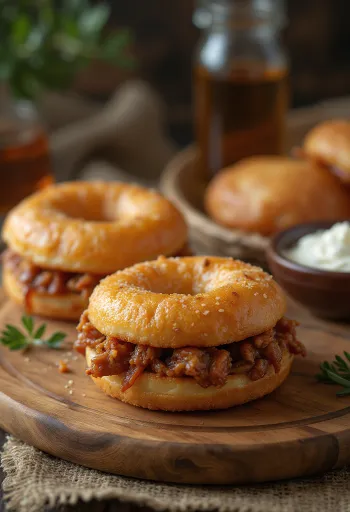 Donut barbacoa servido con carne ahumada