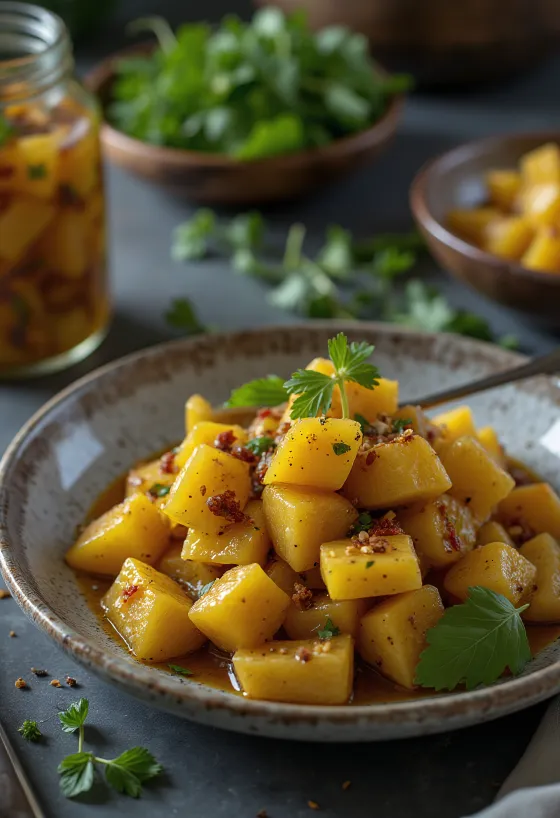 Achar picante servido