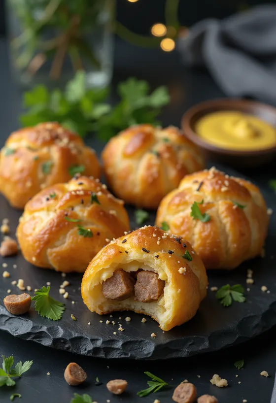 Buñuelos de salchicha sin gluten con hierbas frescas