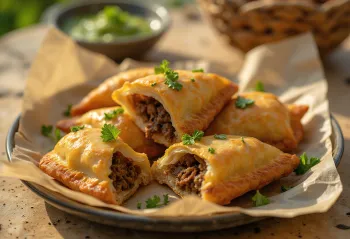 Kachori con carne especiada, servido con cilantro fresco