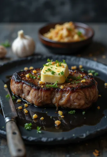 Entrecot de ternera a la plancha servido con ensalada fresca y patatas