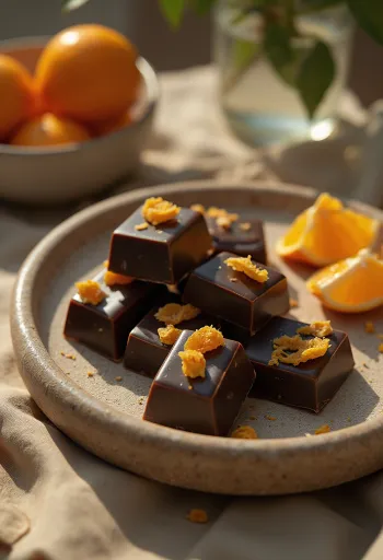 Chocolate a la naranja servido en un plato
