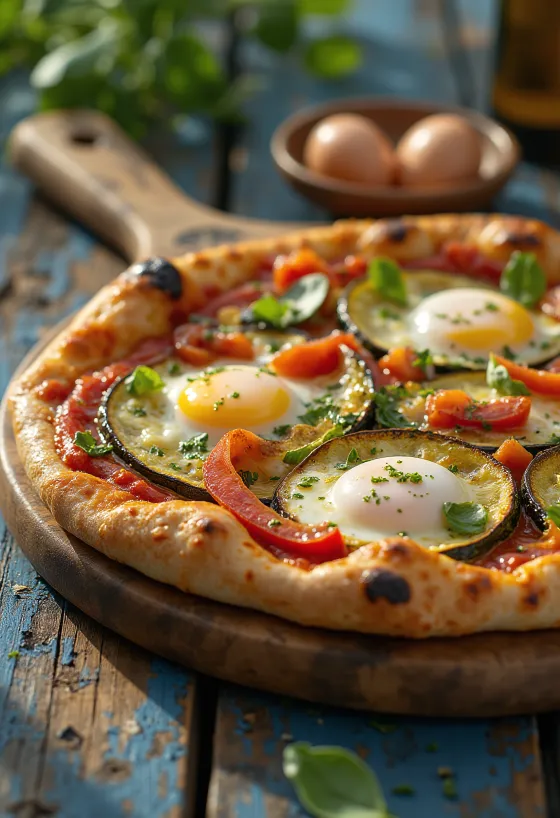 Pizza alla Griglia con verduras asadas