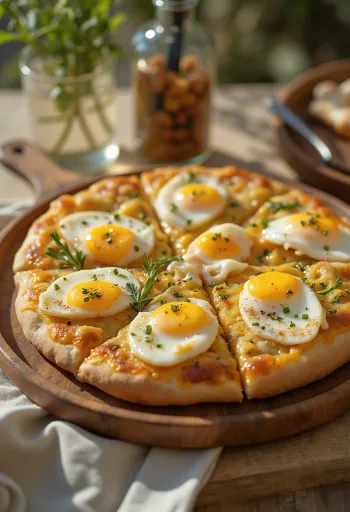 Pizza Sabich servida