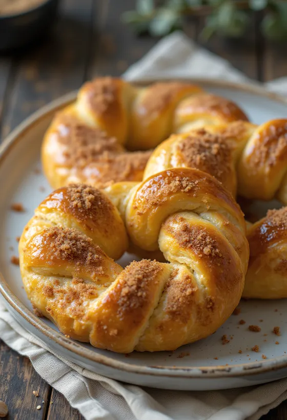 Pretzel de agua de rosas servido