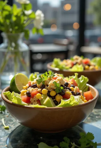 Ensalada taco vegana con totopos y verduras