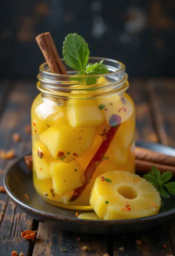 Piña encurtida picante en tarro