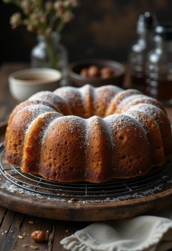 Bundt cake de castañas servido
