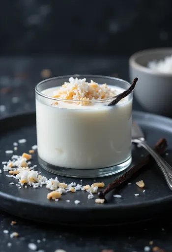 Panna cotta de coco servida